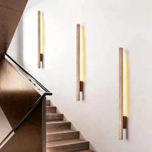 Minimalist Travertine & Wood Linear Led Wall Lamp WB2001 4