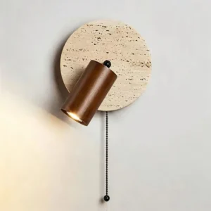 Wabi Sabi Adjustable Travertine & Wood Wall Lamp WB2002 1