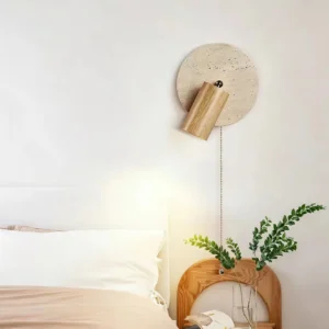 Wabi Sabi Adjustable Travertine & Wood Wall Lamp WB2002 3