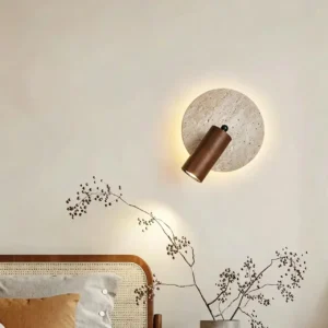 Wabi Sabi Adjustable Travertine & Wood Wall Lamp WB2002 4