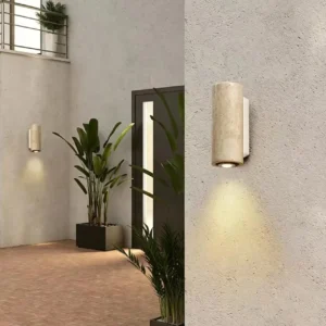 Natural Decorative Travertine & Wood Wall Sconce WB2003 3