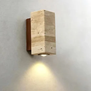 Natural Decorative Travertine & Wood Wall Sconce WB2003 4