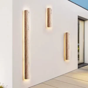 Minimalist Tall Cylinder Travertine LED Wall Sconce WB2006 1