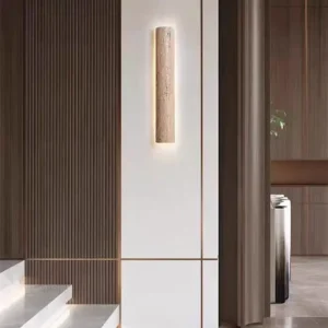 Minimalist Tall Cylinder Travertine LED Wall Sconce WB2006 2