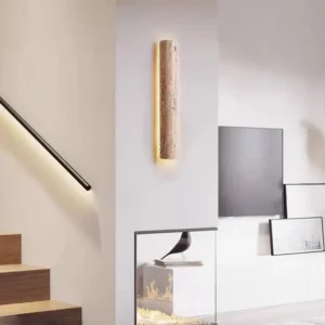 Minimalist Tall Cylinder Travertine LED Wall Sconce WB2006 4