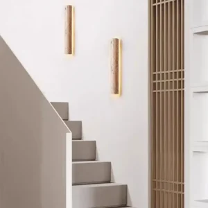 Minimalist Tall Cylinder Travertine LED Wall Sconce WB2006 6