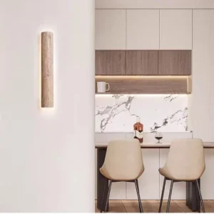 Minimalist Tall Cylinder Travertine LED Wall Sconce WB2006 5