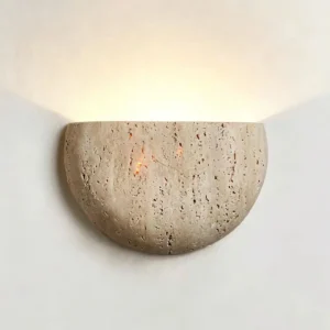 Wabi Sabi Semicircle Travertine Wall Sconce for Entryway WB2007 1