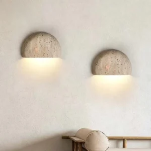 Wabi Sabi Semicircle Travertine Wall Sconce for Entryway WB2007 2