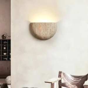 Wabi Sabi Semicircle Travertine Wall Sconce for Entryway WB2007 3