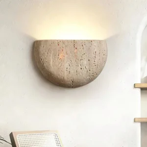 Wabi Sabi Semicircle Travertine Wall Sconce for Entryway WB2007 5