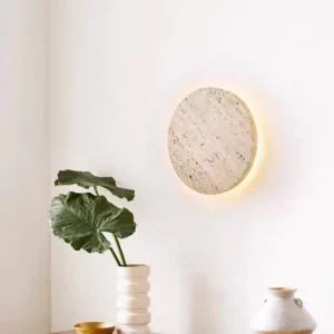 Minimalist Round Natural Travertine LED Wall Sconce WB2008 2