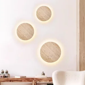 Minimalist Round Natural Travertine LED Wall Sconce WB2008 3