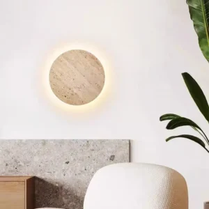 Minimalist Round Natural Travertine LED Wall Sconce WB2008 4