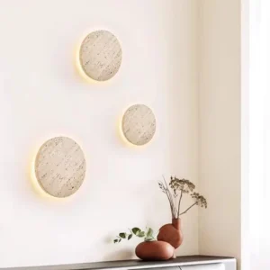 Minimalist Round Natural Travertine LED Wall Sconce WB2008 5