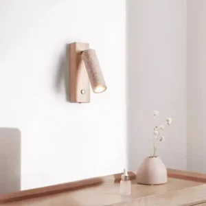 Wabi Sabi Adjustable Angle Travertine & Solid Wood Wall Sconce WB2010 1
