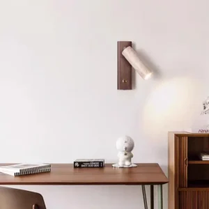 Wabi Sabi Adjustable Angle Travertine & Solid Wood Wall Sconce WB2010 2