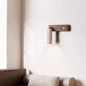 Wabi Sabi Adjustable Angle Travertine & Solid Wood Wall Sconce WB2010 4