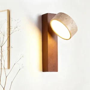 Handmade Adjustable Travertine Shade & Wood Wall Lamp WB2013 1