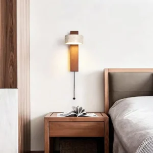 Handmade Adjustable Travertine Shade & Wood Wall Lamp WB2013 5