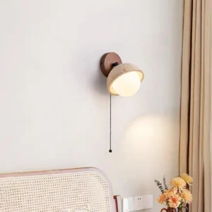 Minimalist Travertine Wall Light with Pull Cord Switch WB2014 1