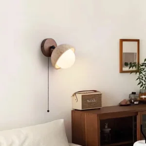 Minimalist Travertine Wall Light with Pull Cord Switch WB2014 2