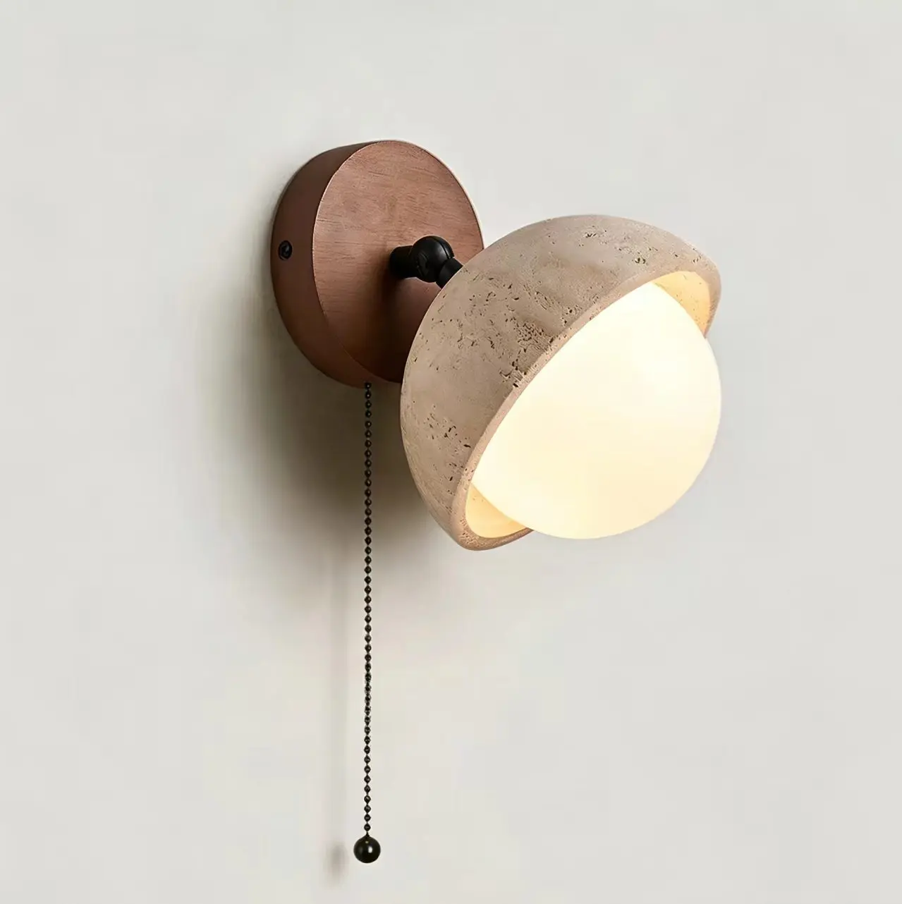 Minimalist Travertine Wall Light with Pull Cord Switch WB2014 3