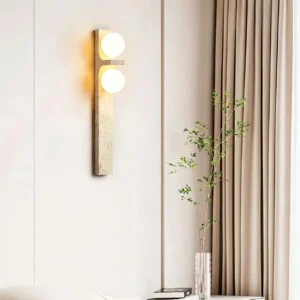 Wabi Sabi Handcrafted Double Light Travertine Wall Lamp WB2016 3