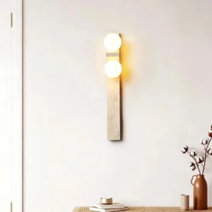 Wabi Sabi Handcrafted Double Light Travertine Wall Lamp WB2016 4