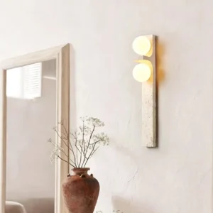 Wabi Sabi Handcrafted Double Light Travertine Wall Lamp WB2016 5
