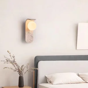 Wabi Sabi Curved Travertine Globe LED Bedside Wall Lamp WB2017 5