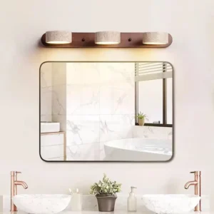 Wabi Sabi Travertine & Solid Wood Base Bathroom Wall Sconce WB2018 3