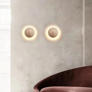 Wabi Sabi Hemispherical Natural Travertine LED Wall Lamp WB2020 2