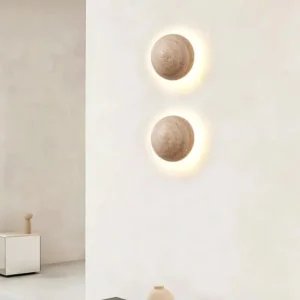 Wabi Sabi Hemispherical Natural Travertine LED Wall Lamp WB2020 5