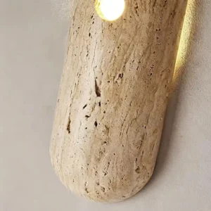 Wabi Sabi Irregular Vertical Raw Travertine Sculptural Flush Wall Sconce WB2022 1
