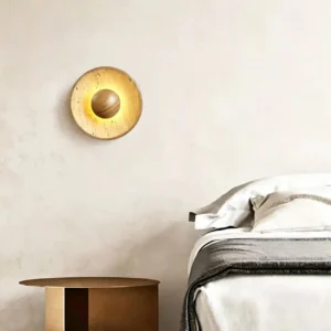 Minimalist Natural Travertine & Wood LED Wall Sconce WB2023 2