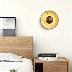 Minimalist Natural Travertine & Wood LED Wall Sconce WB2023 3