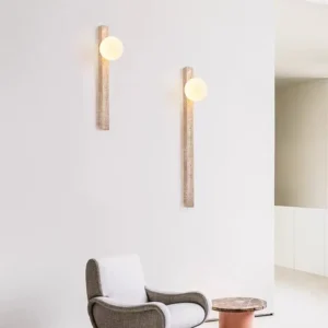 Wabi Sabi Tall Linear Travertine Wall lamp for Entryway Interior WB2024 1