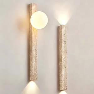 Wabi Sabi Tall Linear Travertine Wall lamp for Entryway Interior WB2024 6