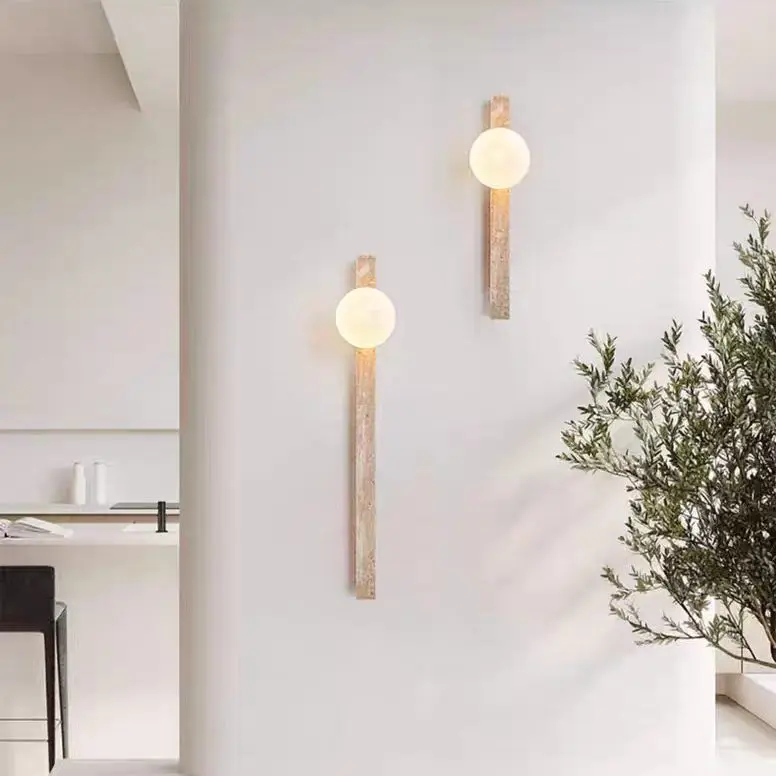 Wabi Sabi Tall Linear Travertine Wall lamp for Entryway Interior WB2024 7