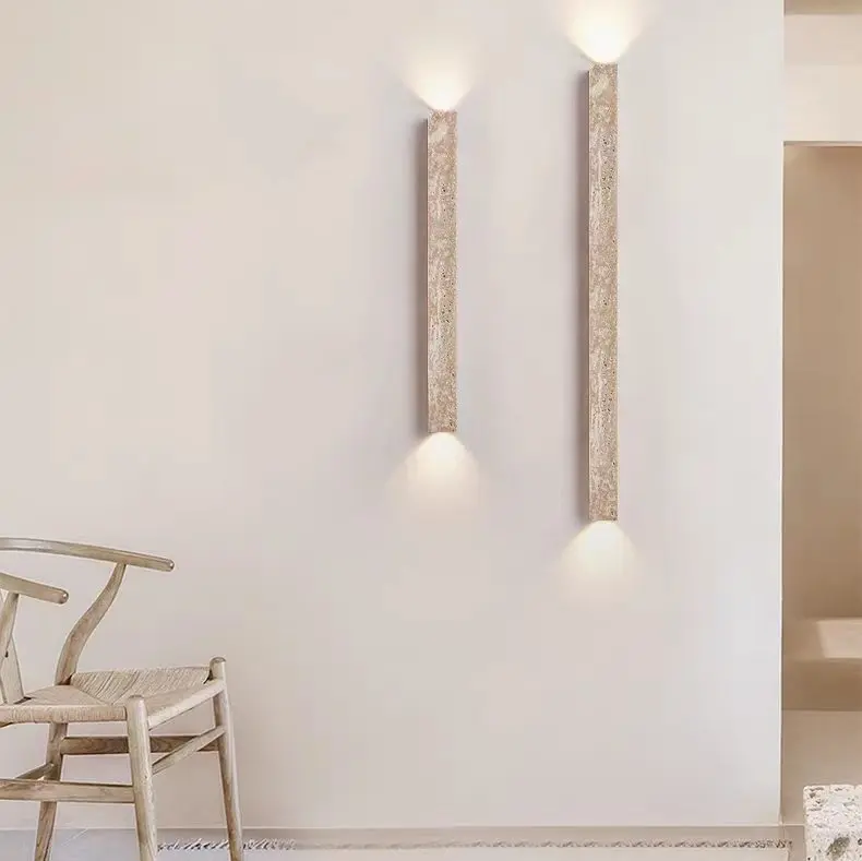 Wabi Sabi Tall Linear Travertine Wall lamp for Entryway Interior WB2024 8
