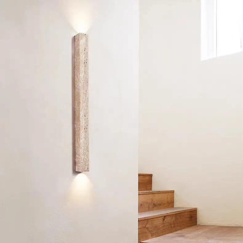 Wabi Sabi Tall Linear Travertine Wall lamp for Entryway Interior WB2024 9