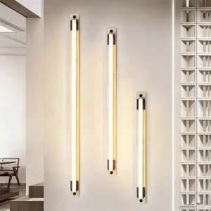 Minimalist Extra Long Linear Alabaster With Walnut Wood Wall Sconce WB2025 5