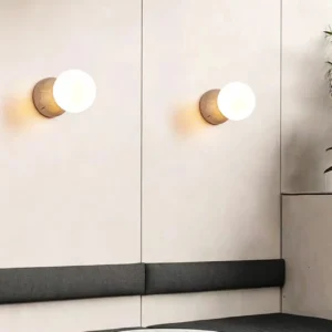 Asymmetric Offset Round Travertine & Glass Flush Wall Sconce WB2027 3
