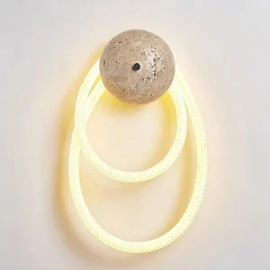 Wabi Sabi White Braided Fiber & Travertine LED Wall Lamp WB2028 3
