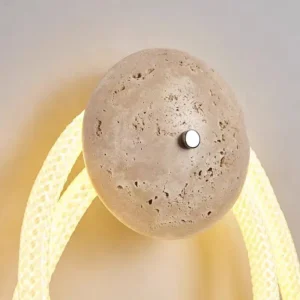 Wabi Sabi White Braided Fiber & Travertine LED Wall Lamp WB2028 2