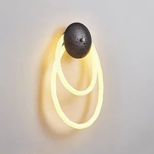 Wabi Sabi White Braided Fiber & Travertine LED Wall Lamp WB2028 4