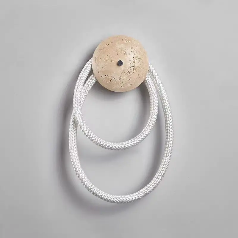 Wabi Sabi White Braided Fiber & Travertine LED Wall Lamp WB2028 5