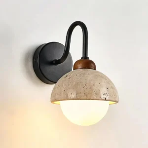 Travertine Dome Glass Globe Wall Sconce with Black Metal Arm WB2032 2
