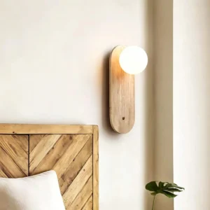 Wabi Sabi Oval Shape Travertine Wall Sconce with Opal Glass Globe WB2034 5